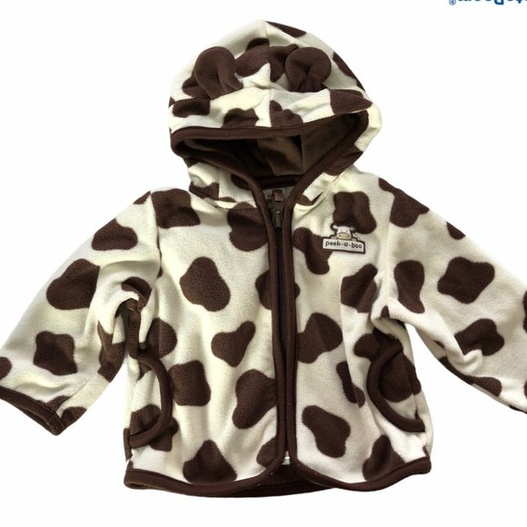 Carter's Size 9 Month Cow Peek-A-Boo Hooded Jacket - Picture 1 of 7